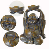 Statuette Bouddha rieur finition couleur pierre