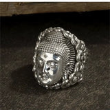 Bague Bouddha Amitabha Homme, Finition Argentée