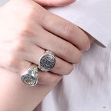 Bague Bouddha mantra rotative, anneau ajustable
