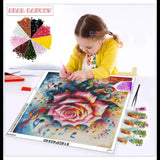 Peinture au diamant Bouddha et fleurs