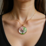 Pendentif rond arbre de vie porté