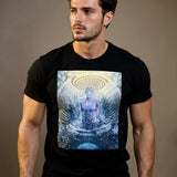 T-shirt Bouddha imprimé en coton porté