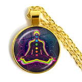 Pendentif bouddha 7 chakras, cabochon 25 mm