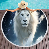 Serviette de plage ronde lion