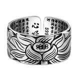 Bague Bouddha lotus et Sutra du Cœur