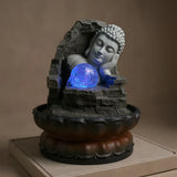 Fontaine Bouddha endormi à LED porté
