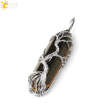 Collier pointe de cristal arbre de vie