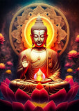 Tableau Bouddha en méditation sur lotus