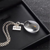 Collier pendentif pissenlit sous verre