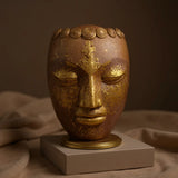 Plaque murale métal visage de Bouddha doré porté