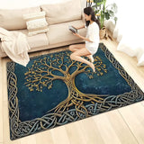 Tapis Arbre Doré Fond Bleu