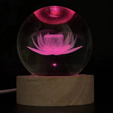 Statue boule de cristal lotus lumineuse