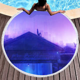 Serviette de plage ronde paysage violet