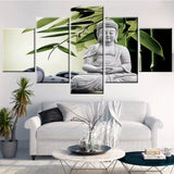 Tableau bouddha assis et bambou