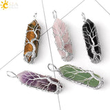 Collier pointe de cristal arbre de vie
