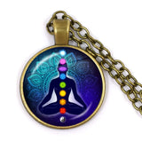 Pendentif bouddha 7 chakras, cabochon 25 mm