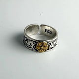Bague Bouddha fleur en argent 925