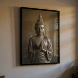 Tableau bouddha méditant sur lotus porté