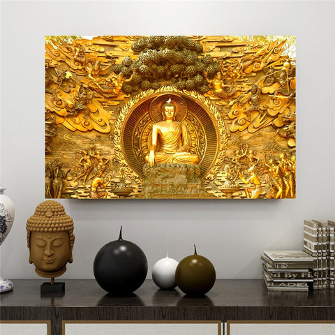 tableau bouddha gold
