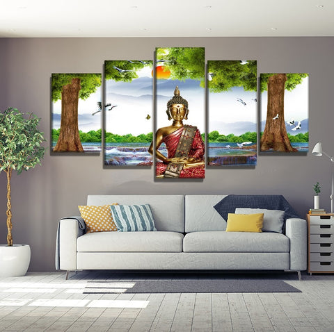 tableau bouddha bois